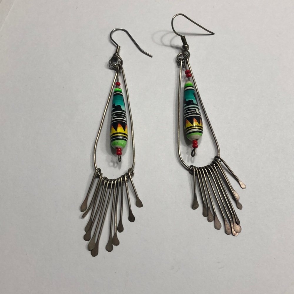 Colorful Aztec dangle earrings